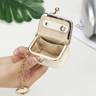 Royal Bagger Genuine Leather Mini Kiss Lock Coin & Jewelry Box, Removable Keychain, Storage for Rings, Earrings, Necklaces 2894