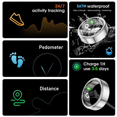 AOMIAO Smart Ring This Is a Waterproof Tracking Fitness Ring and a Fashionable Accessory, Suitable for Both Men and Women.