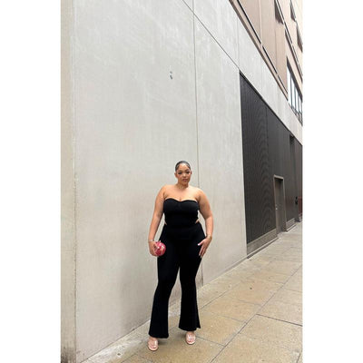 Call My Name Ribbed Pant Set - Black