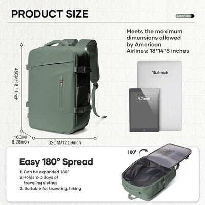 COOWOZ Carry on Vacuum Travel Backpack for Women Men,Large Airport Backpack with Shoe Compartment,Airplane Laptop Backpack