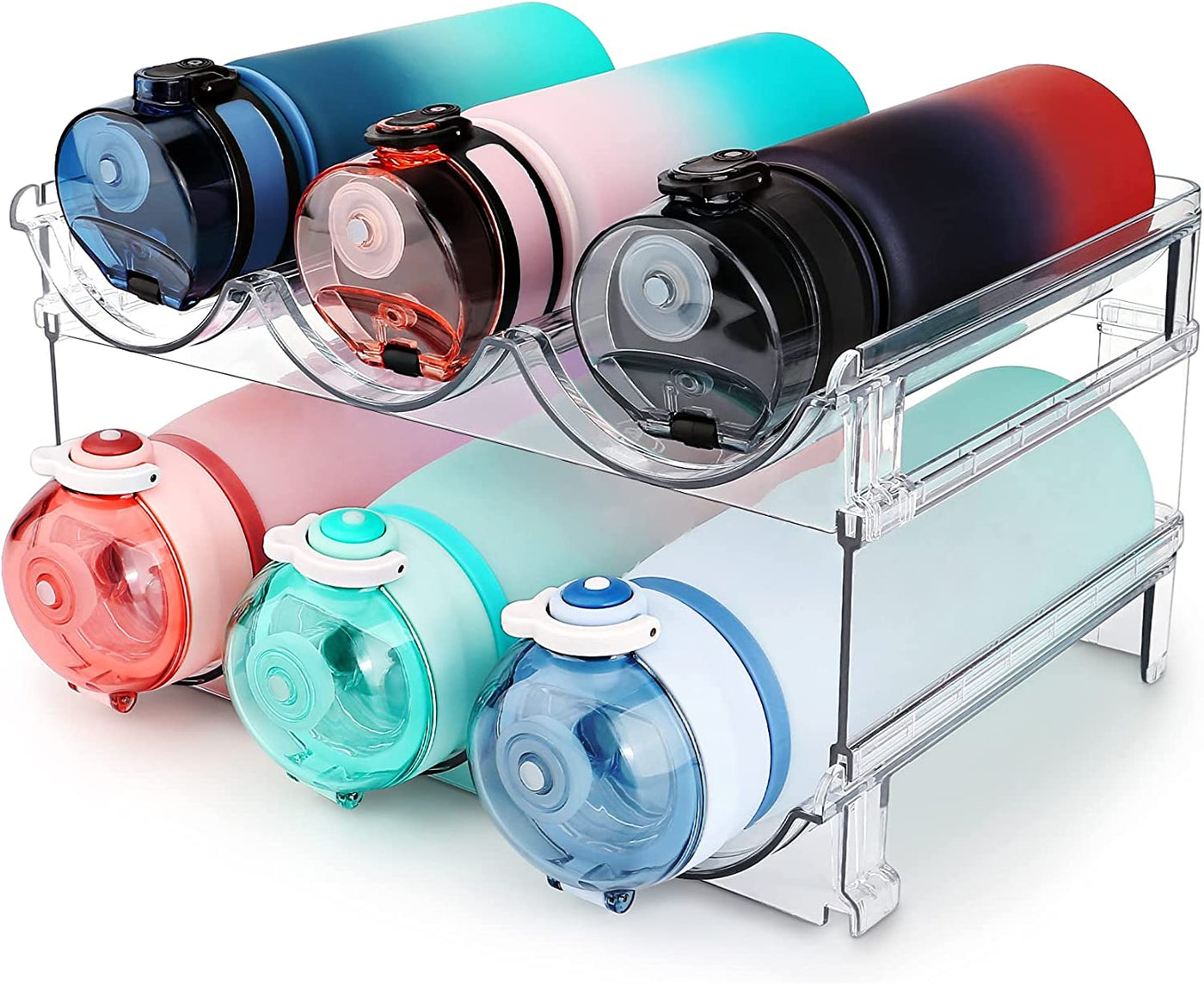 Cabinet Water Bottle Organizer - Stackable Storage Rack (Set of 2)