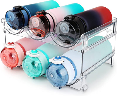 Cabinet Water Bottle Organizer - Stackable Storage Rack (Set of 2)