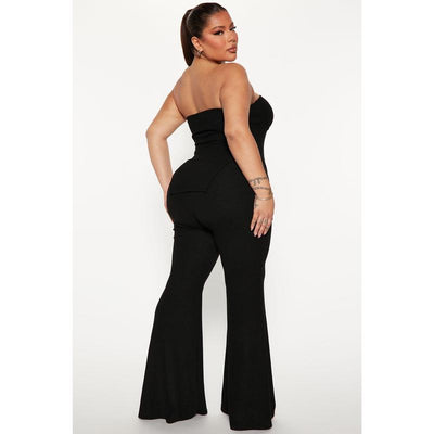 Call My Name Ribbed Pant Set - Black