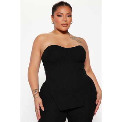 Call My Name Ribbed Pant Set - Black