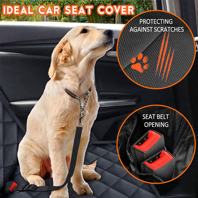 Dog Car Seat Cover - Waterproof Back Seat Protector for Pets, Non-Slip Design Fits Most Cars, Trucks, and SUVs with Middle Armrest - Black