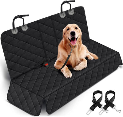Dog Car Seat Cover - Waterproof Back Seat Protector for Pets, Non-Slip Design Fits Most Cars, Trucks, and SUVs with Middle Armrest - Black
