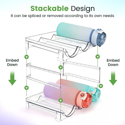 Cabinet Water Bottle Organizer - Stackable Storage Rack (Set of 2)