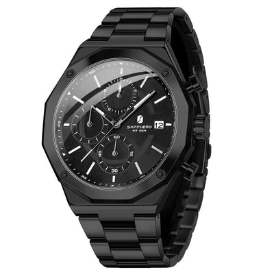 SAPPHERO Watches for Men Octagonal Stainless Steel Quartz Men'S Watch 50 Meter Water Resistant Analog Movement Multifunction Dial Classic Men'S Gifts